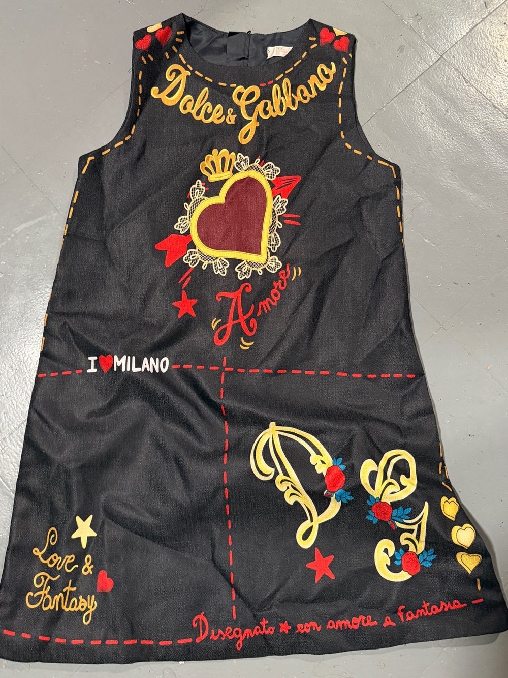 Dolce & Gabbana Black Shoulder Bag with Gold Script and Red Accents